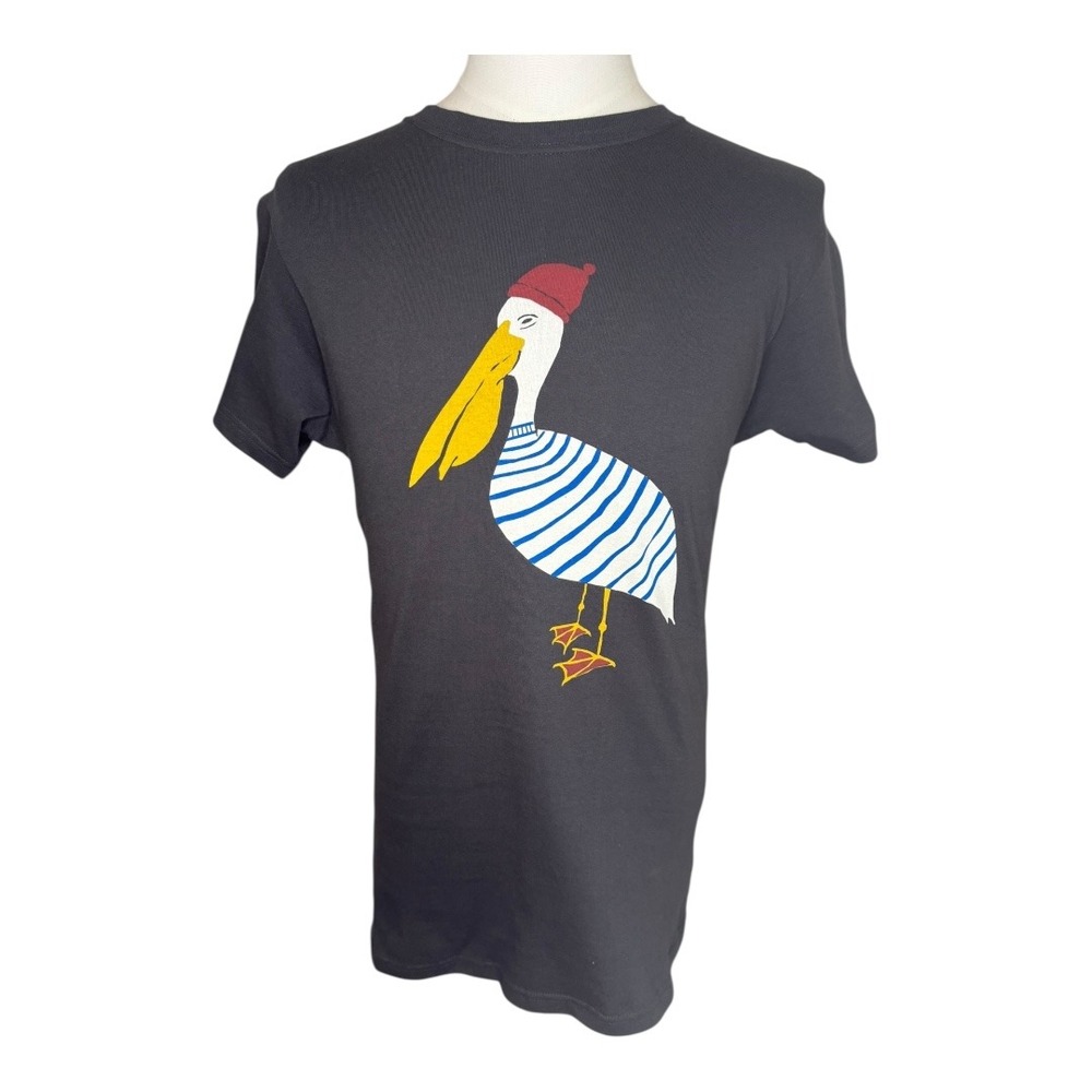 ALTRU Graphic Tee Pelican Bird Striped Shirt Crew‎ Neck Casual Small NWT